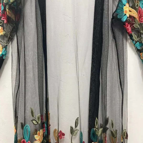 Women Floral Embroidered Mesh Long Jacket Cardigan Casual Coats Beach One Size - Image 12