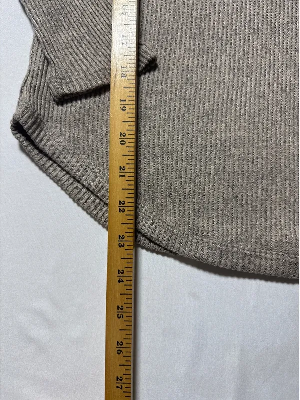 Cozy Taupe Ribbed V-Neck Sweater by no frills - Size Small - Image 3