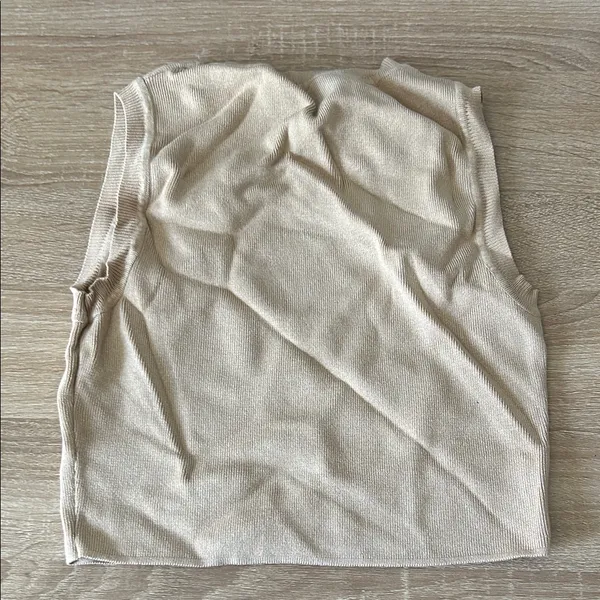Zara Beige Knit Tank Top - Image 4