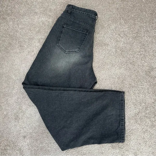 Lewkin Wide Leg Black Wash Jeans High Rise Korean Minimalist - Image 10