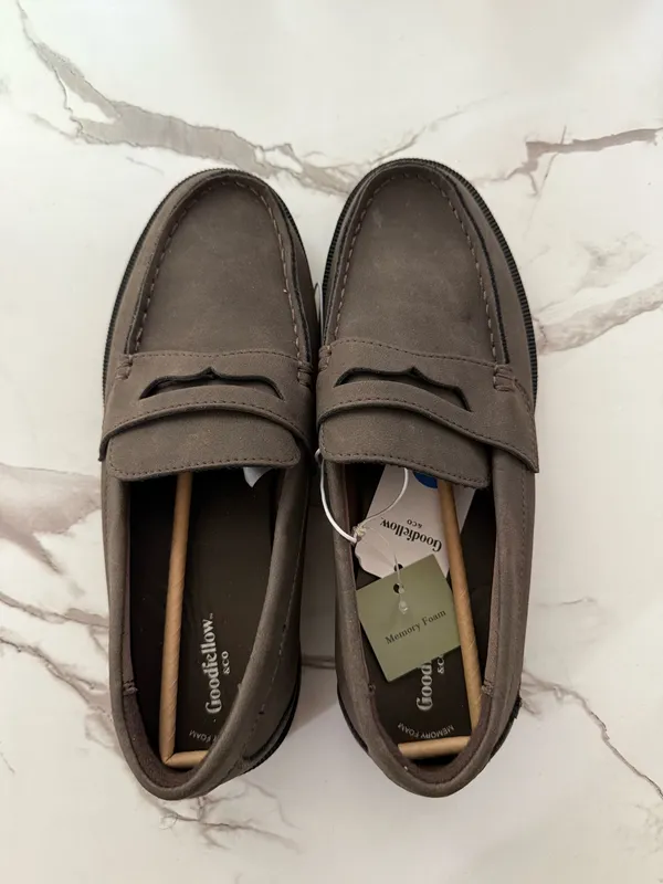 Goodfellow & Co Men’s Suede Penny Loafers – Brown Memory Foam Slip-On Dress Shoes NWT - Image 4