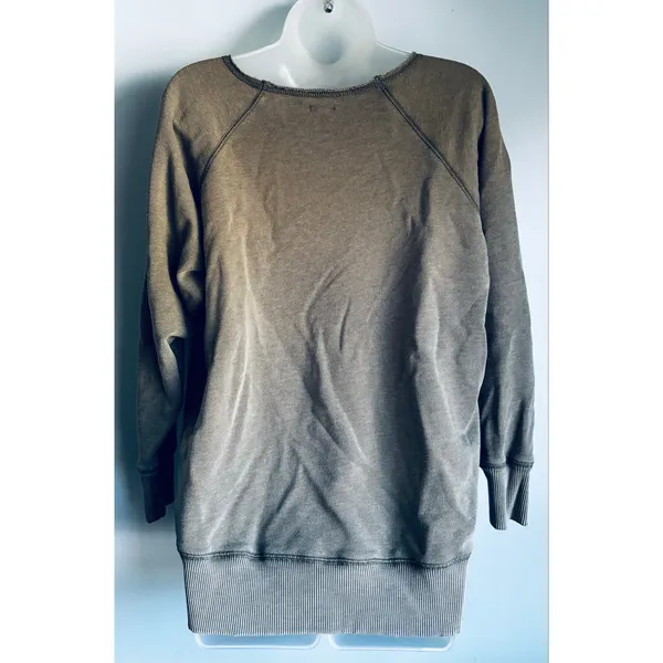Aerie Olive Brown Ribbed Pullover Sweatshirt Crew Neck Oversized XS - Image 7