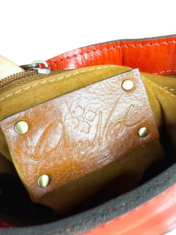 Patricia Nash Small Vatoni Convertible Leather‎ Backpack Papaya Red Leather - Image 8