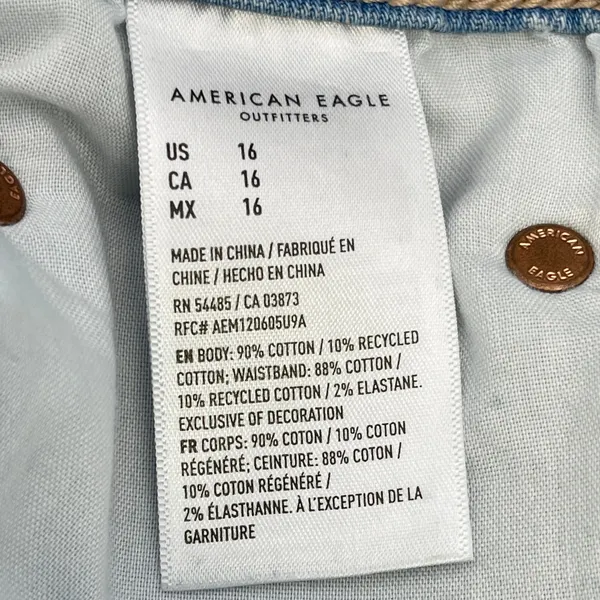 American Eagle Cargo Denim Skirt‎ Womens 16 Light Wash Stretch Front Slit Y2K - Image 9