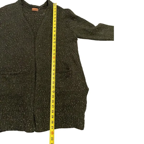 POL Cardigan Sweater Women Large Green Speckled Knit Open Front Pockets Gorpcore - Image 6
