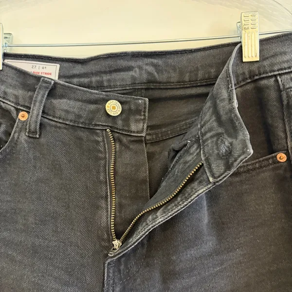 Gap High Rise Stride Black Leg Women's Jeans Black 27W - Image 5