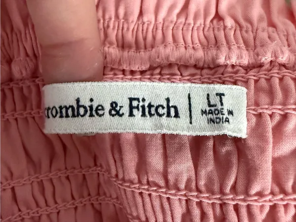 Abercrombie & Fitch Pink Smocked Tiered Dress Size Large Tall Pockets - Image 2