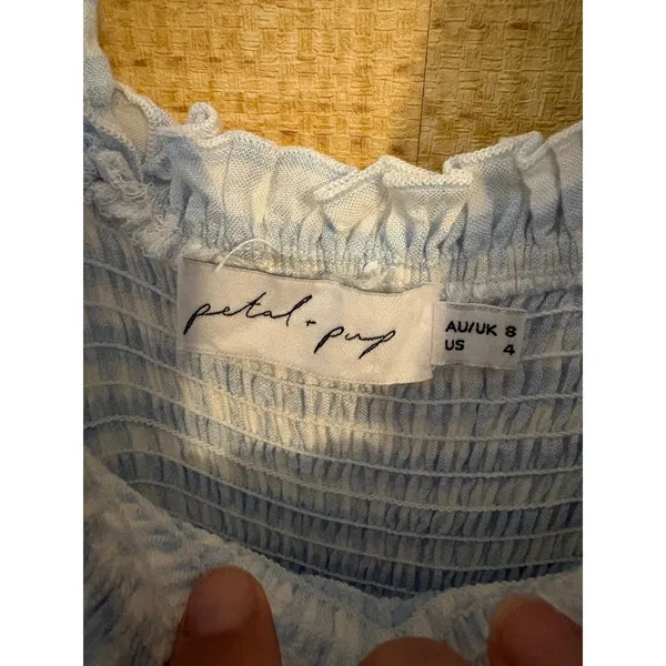 Petal & Pup Blue Gingham Smocked Ruffle Maxi Dress‎ Womens Size 4 US 8 AU - Image 5