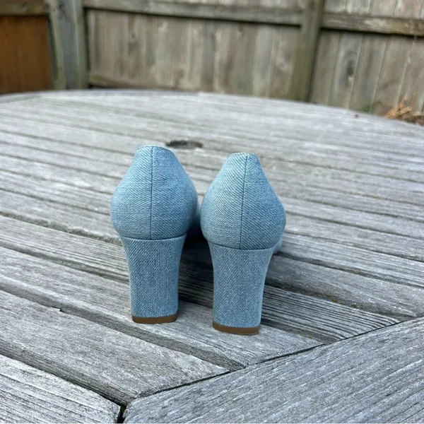 Marc Fisher ZALA BLOCK‎ HEEL POINTY TOE PUMP - Light Blue Denim- size 5.5 - Image 7
