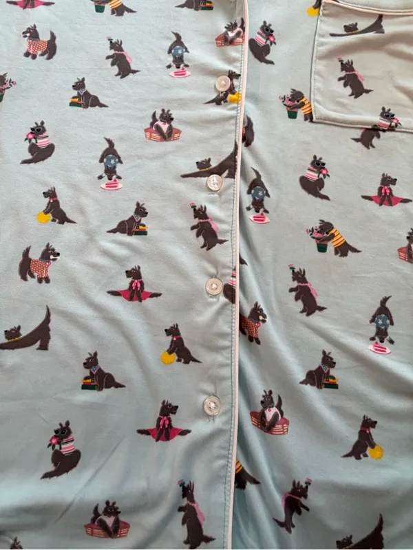 Kate Spade Large Scottie Dog Pajama Set Blue Short Sleeve Lounge Sleepwear NWT - Image 8