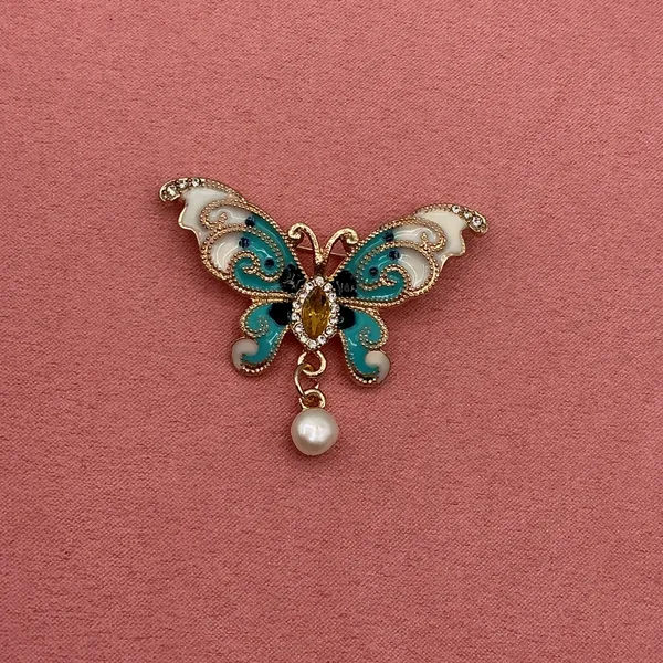 Cloisonné Butterfly Brooch Blue - Image 2