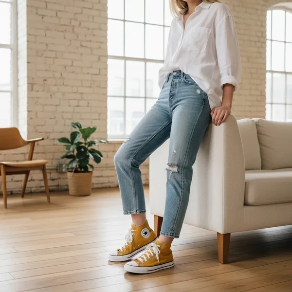 Carefully Chosen ❤️ mustard yellow Converse high tops Size W 11.5/M 9.5 - Image 6