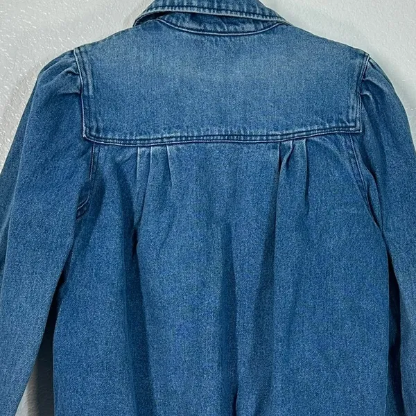 12 L vintage 1980s denim bomber jacket jean puff shoulder Western Cowgirl Chic - Image 6