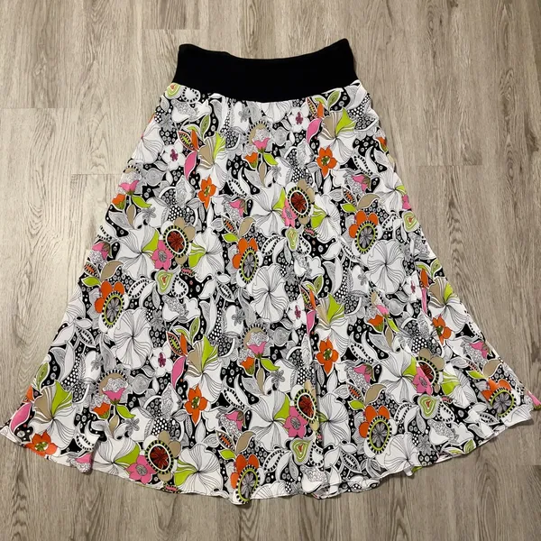 Vtg Evan Picone Chiffon Maxi Skirt Sz M Retro Psychedelic Floral Boho Festival - Image 10