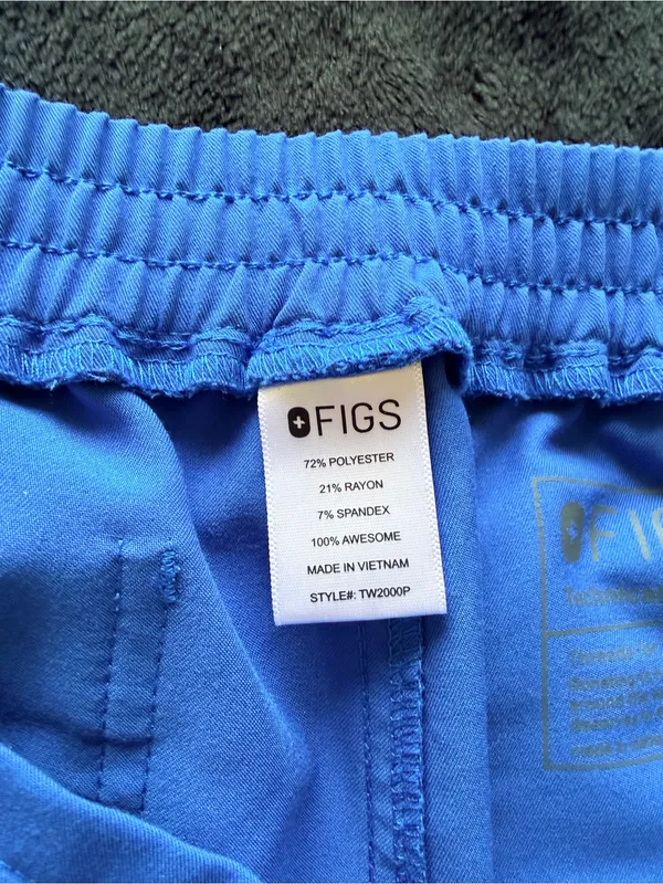 Figs blue Technical Collection pull up pants, elastic waist, pockets, ankle, M/P - Image 9