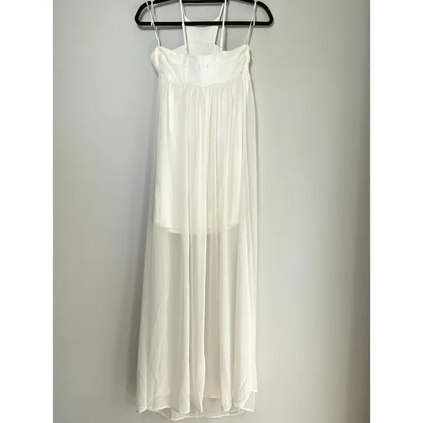 Express White Maxi Dress Lace Halter High Neck Sheet Flowy Overlay Small - Image 3
