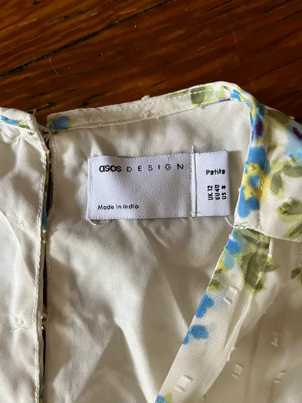 ASOS Petite Cream Mini Dress with Blue and Green Floral Print and Ring Cutout - Image 7