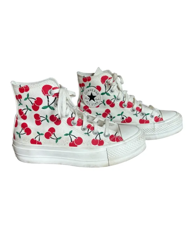 Converse All Star Lift Platform High Top Sneaker Cherry Print Womens 6.5 - Image 2