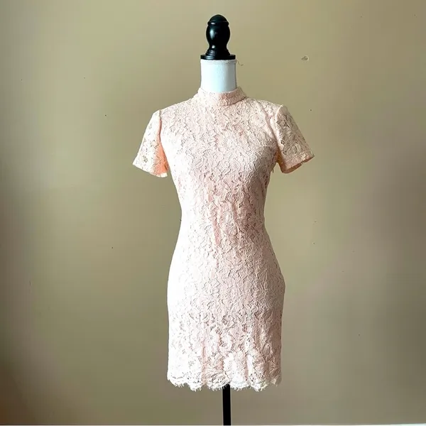 FOREVER 21 | Pink Lace Open Back Bodycon Dress Sz S - Image 4
