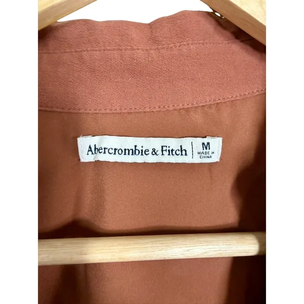 Abercrombie & Fitch Rust Brown Deep V-Neck Cutout Short Sleeve Mini Dress Size M - Image 3