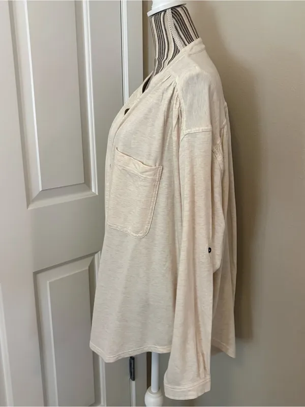 Aerie large oversized button up top layer comfy quiet luxury large preppy - Image 3