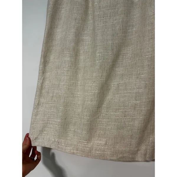 Executive Collection Womens Beige Linen Blend Plaid Skirt Suit Set Size 16 - Image 5