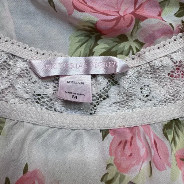Y2K Victoria's Secret Pink Floral Rose Lace Babydoll Tank Sleepwear Medium 2002‎ - Image 6