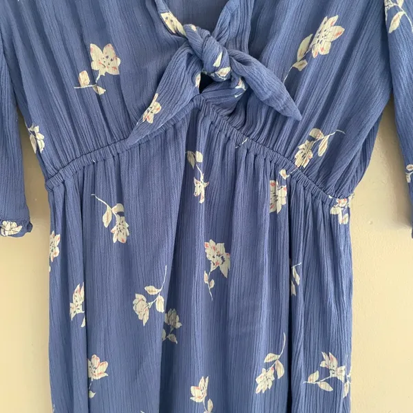 Billabong Blue V-Neck Floral Mini Dress Size Small - Image 13