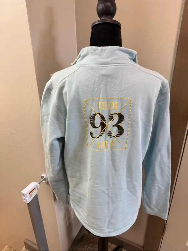 Ariat Pullover Western Baby Blue‎ Barrel Racing 1/4 Zip Rodeo Sweatshirt Lg - Image 2