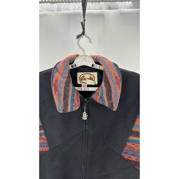Vintage Comfy USA wool southwestern western Aztec jacket size 10 black - Image 3