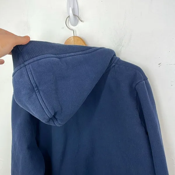 Old Navy Y2K Hooded with faux fur Sweatshirt Navy Blue size XL - Image 7