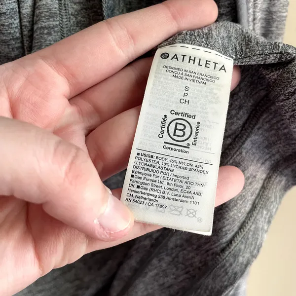 Athleta full zip heathered‎ gray sweater workout pockets women's S nylon hooded - Image 6