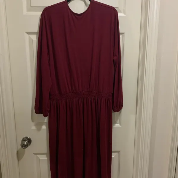 Old Navy maroon wrap dress size XXL Tall long sleeve knee length business - Image 4
