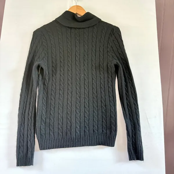 Lauren Ralph Lauren Black 100% Cashmere Cable Knit Shawl Collar Sweater XS - Image 2