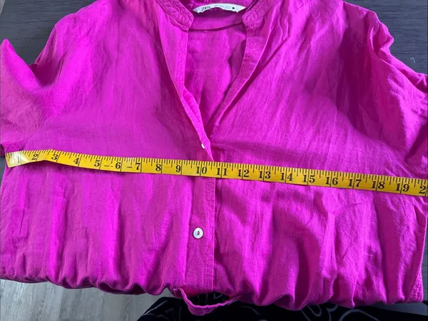 ZARA Fuchsia Pink Linen Blend Tunic Dress Size S - Image 4