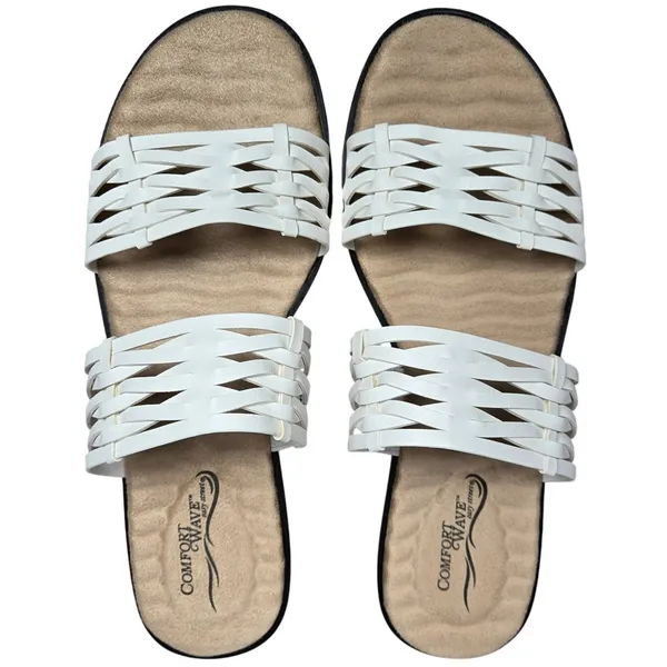 Comfort Wave Easy Street Agata White Woven Strap Slide Sandals‎ Women's Size 8.5 - Image 2