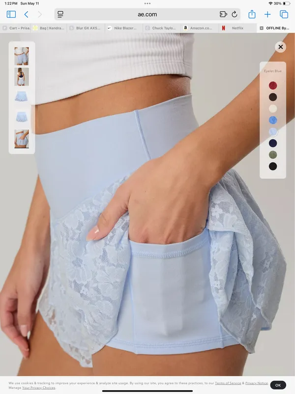 Aerie Lace Flowy Short in Eyelet Blue Size Small - Image 7