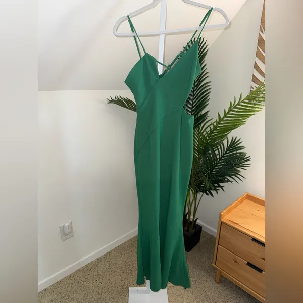 Significant‎ Other Cut Out Poet Asymmetrical Maxi Dress Green Womens Size 4 - Image 4