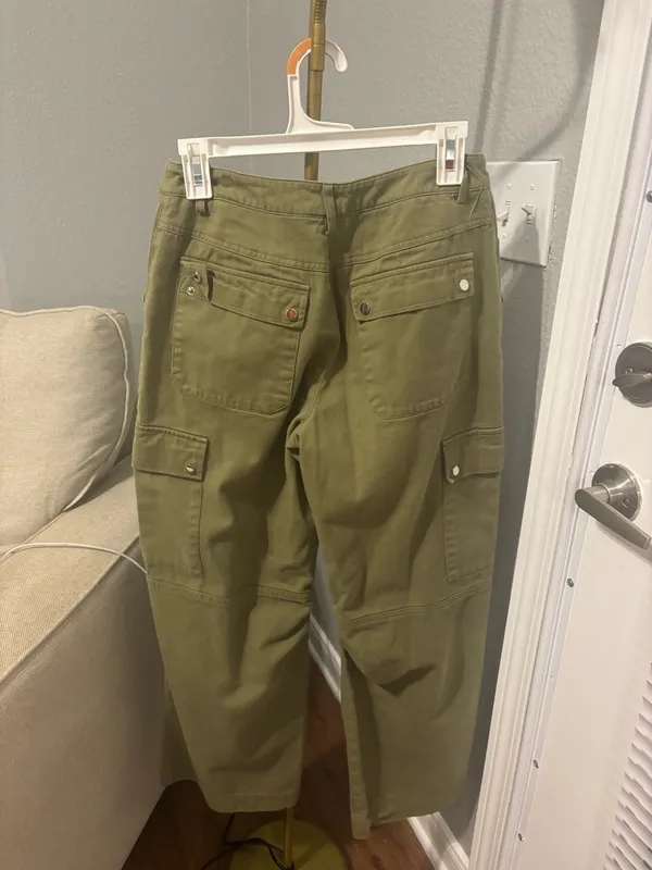 Princess Polly Army Green Cargo Pants - Image 2