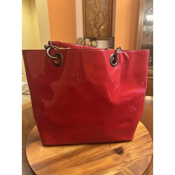 DKNY By Donna Karan Large Red Patent Tote Bag - Image 9