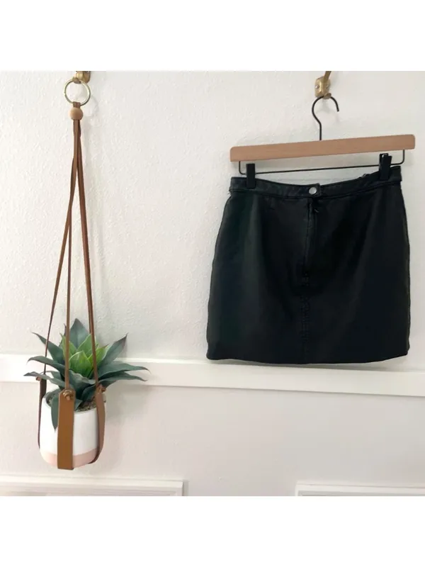 Free People Midnight Magic Faux Leather Mini Skirt Size 4 Black - Image 10
