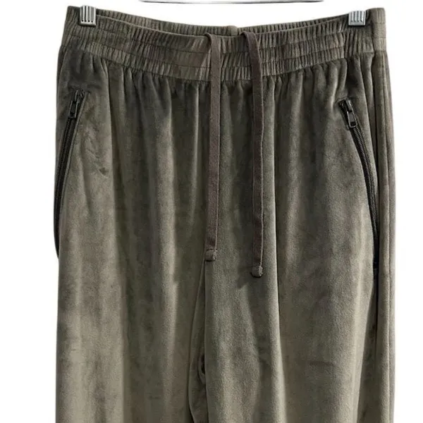 Skims Women's Gray Velour Wide-Leg High Rise Pull-On Pants Size‎ S - Image 3