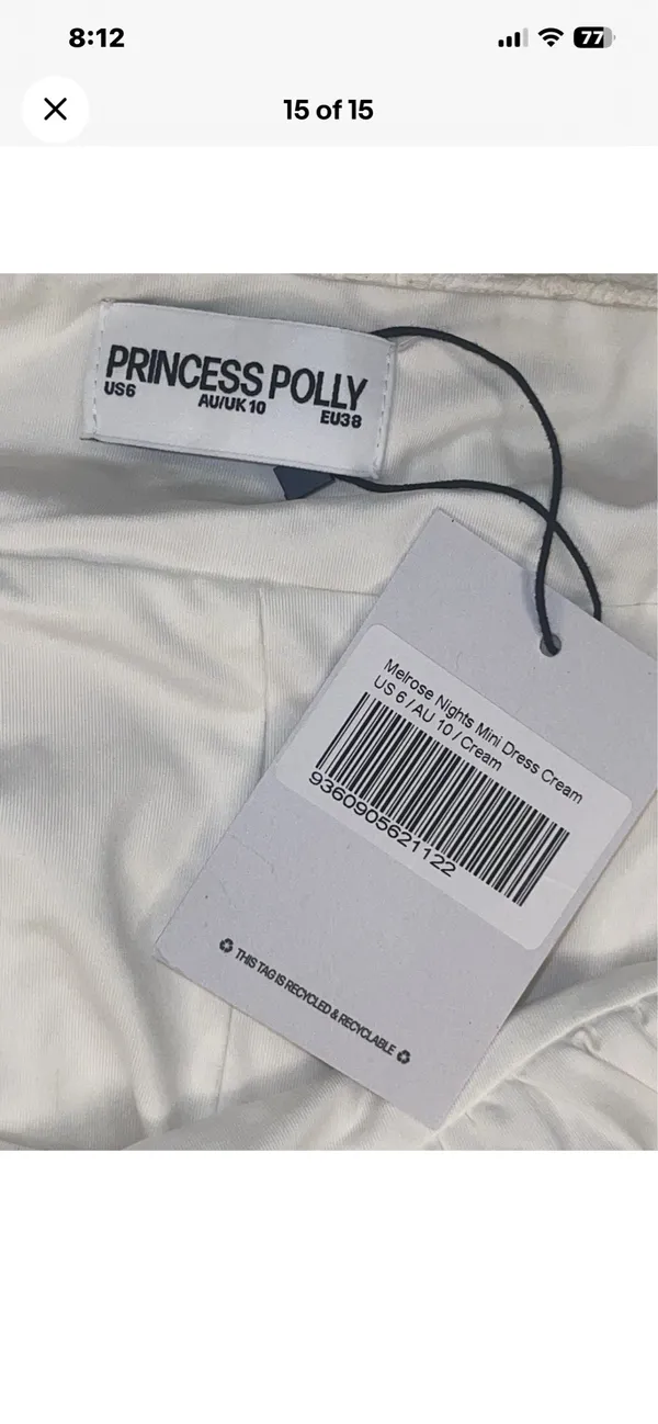 NEW Princess Polly Melrose Nights Mini Dress Womens 6 Cream Textured Sexy Classy Cocktail Party - Image 13