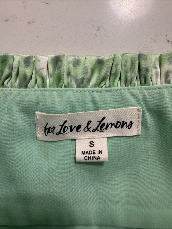 For Love & Lemons Robin Cheetah Midi Dress Green Floral Tie Strap Size S - Image 9