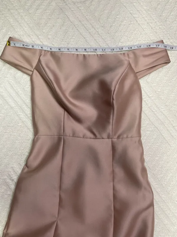 ALFRED SUNG Off-Shoulder Prom Dress in Tan - Size 0 - Image 10