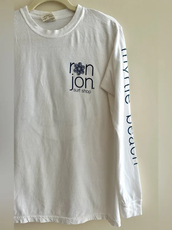 Ron Jon Surf Shop Anchor Myrtle Beach Long Sleeve T-Shirt, White/Blue, Small - Image 3