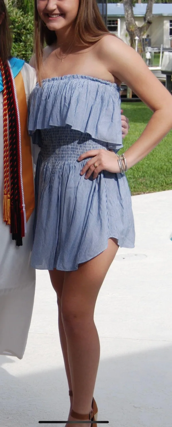 Pinstripe Romper Blue Size M - Image 3