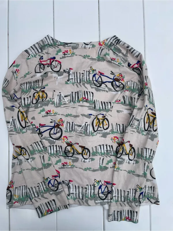 Charter Club Retro Bicycle and Garden Button Up Cardigan, Size L - Image 6