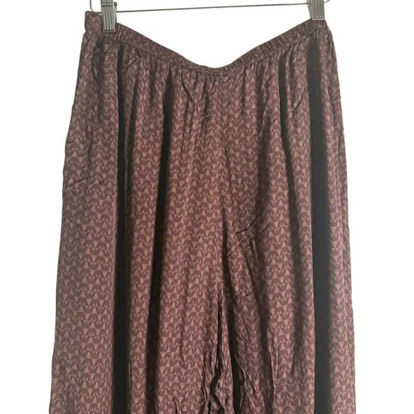 Splendid Lumi Maroon Wide Leg Geometric Print Satin Pants Size XL - Image 9