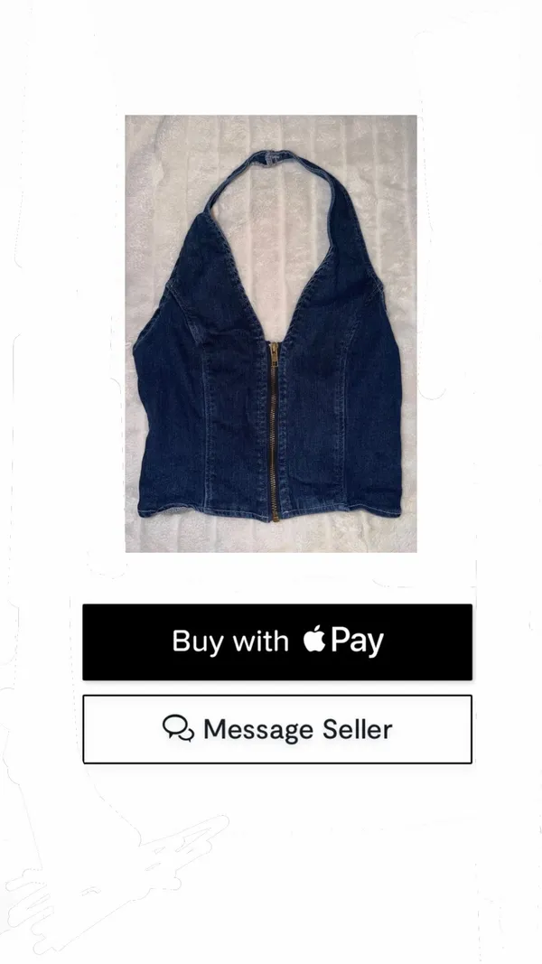 Zip Up Denim Halter - Image 2